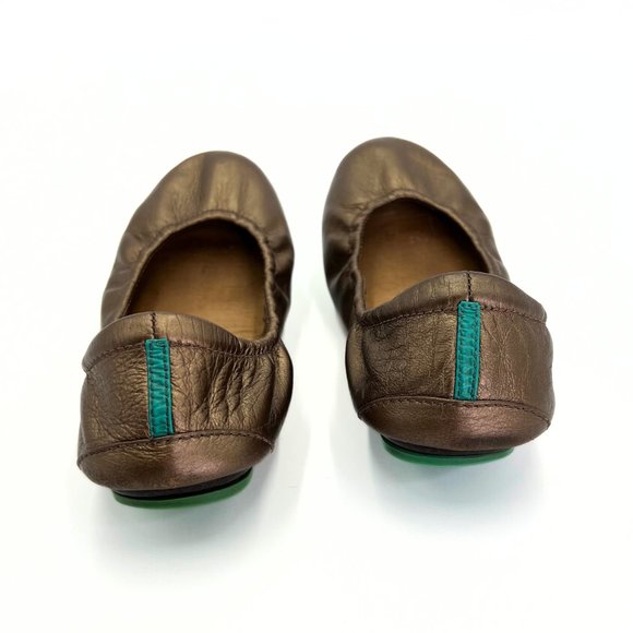 TIEKS Metallic Bronze & Turquoise Leather Foldable Ballet Flats Size 7 - Picture 8 of 16